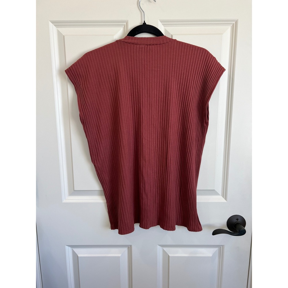 Eileen Fisher Textured Stretch Ribbed Sleeveless Top Medium Terra‎ Cotta  Tencel - Picture 2 of 6